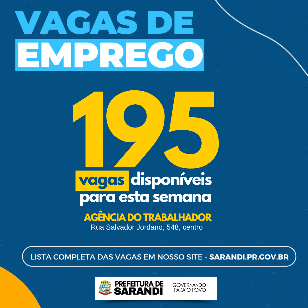 Agência do trabalhador de Sarandi oferece 195 vagas de emprego. Veja quais são